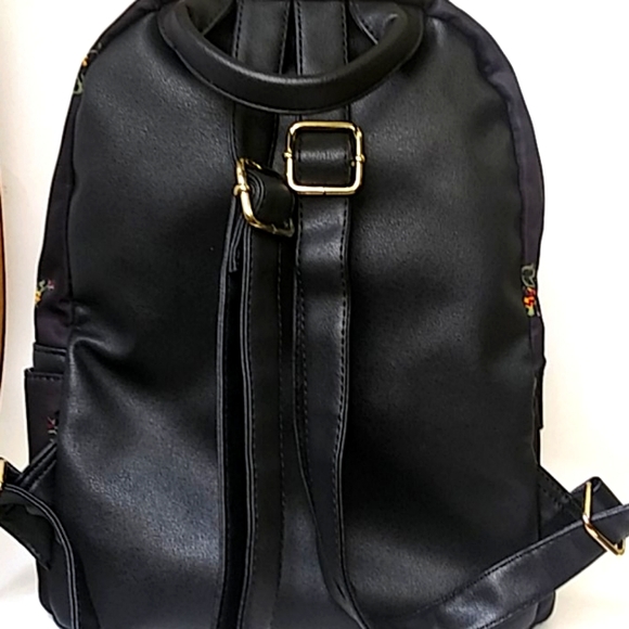 LG Black Floral Design Spun Polyester Back Pack - Picture 5 of 8